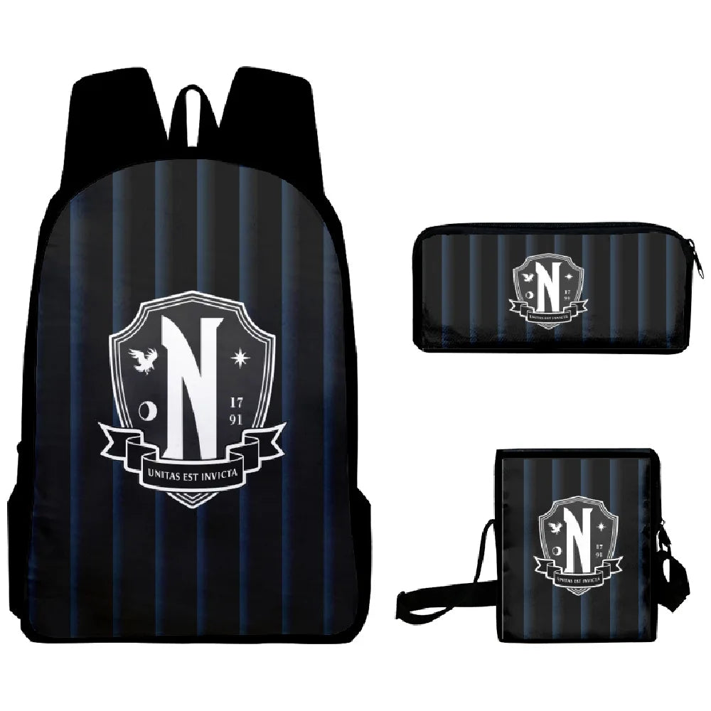 3PC/set Wednesday Addams Backpack Nevermore Academy