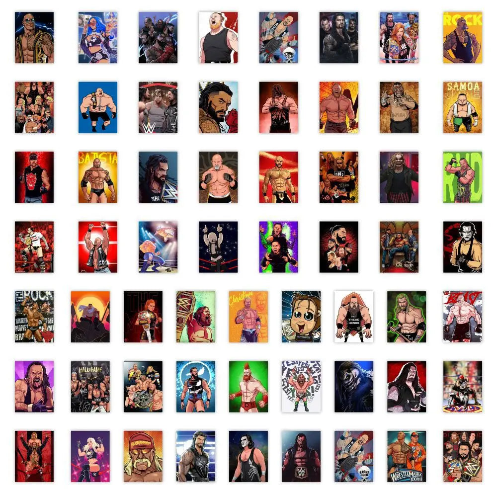 63Pcs/Set Wrestling Cartoon Stickers