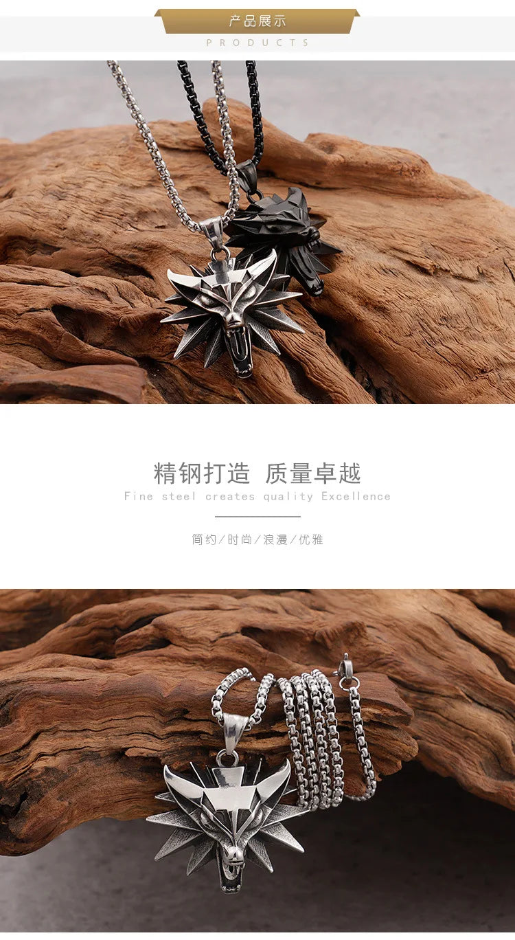 The Witcher Wolf Head Pendant Necklace