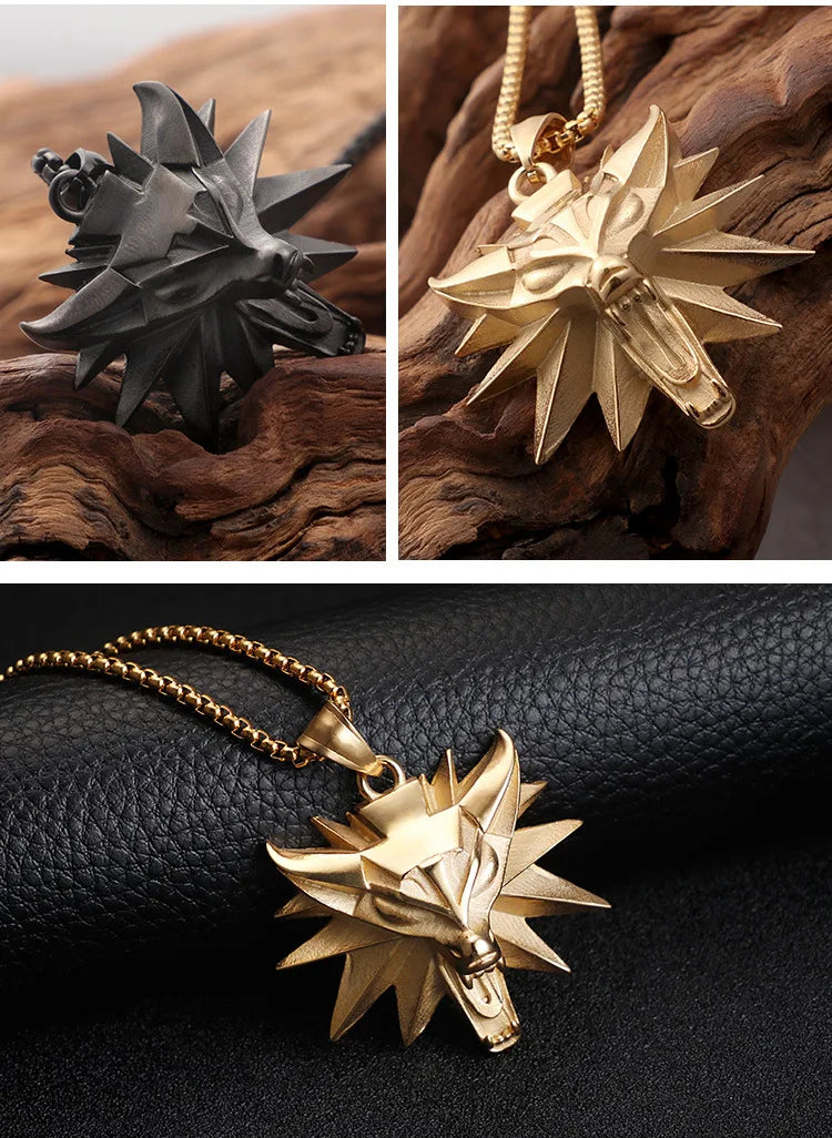The Witcher Wolf Head Pendant Necklace