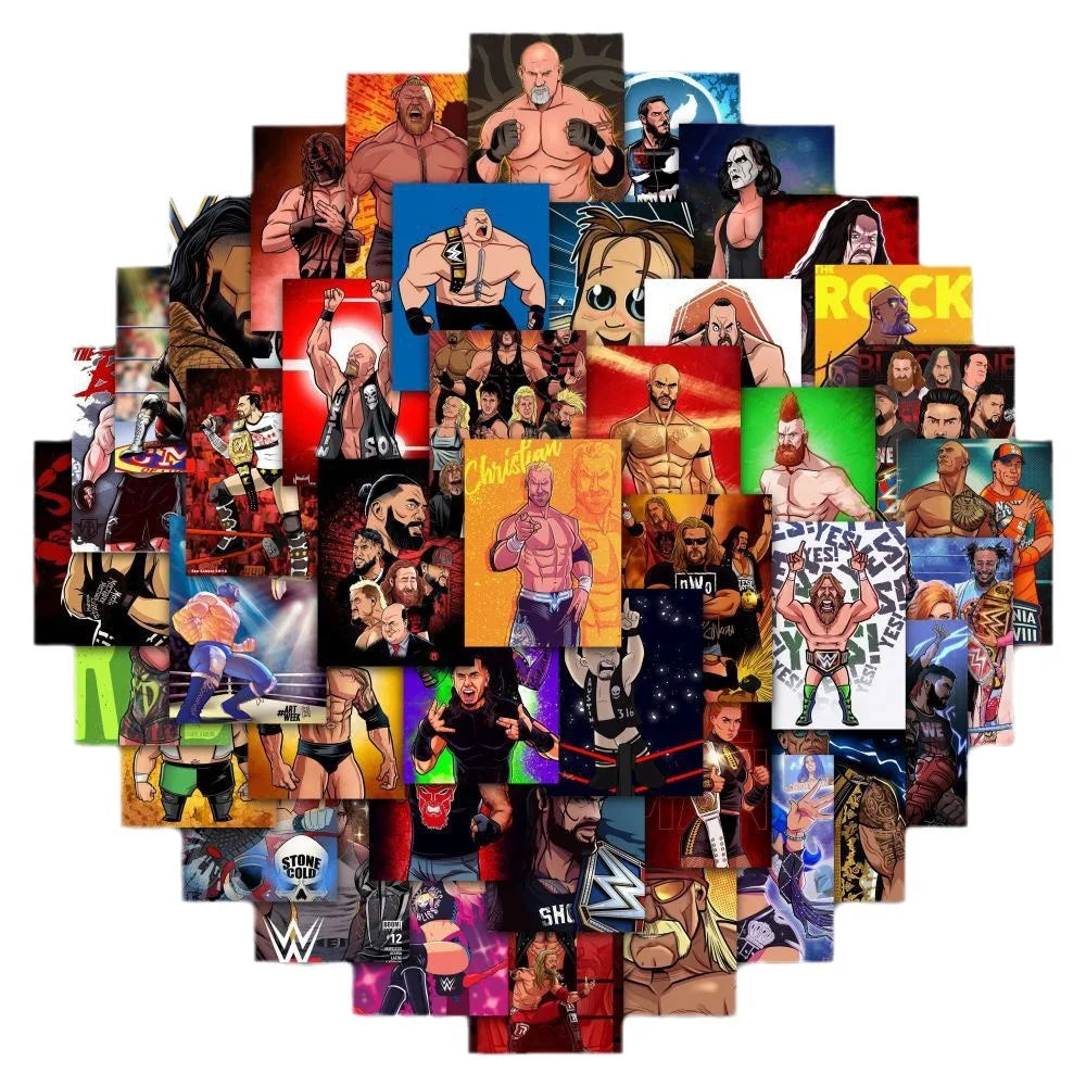 63Pcs/Set Wrestling Cartoon Stickers