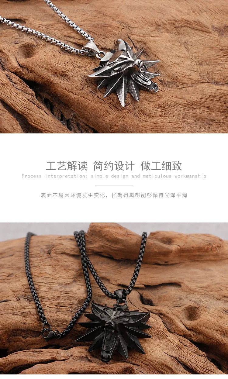 The Witcher Wolf Head Pendant Necklace