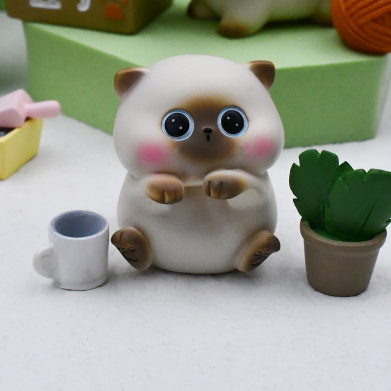 5 Adorable Siamese Cat Mini Blind Box Figurines