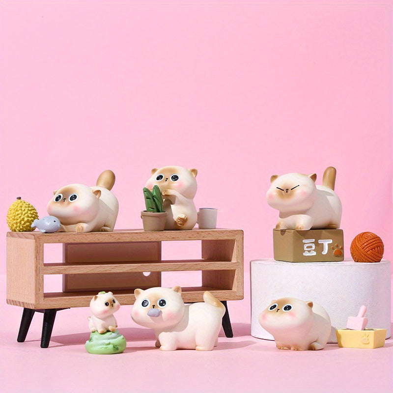5 Adorable Siamese Cat Mini Blind Box Figurines