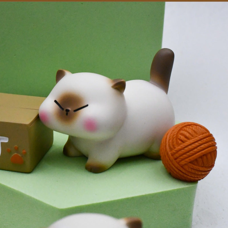 5 Adorable Siamese Cat Mini Blind Box Figurines