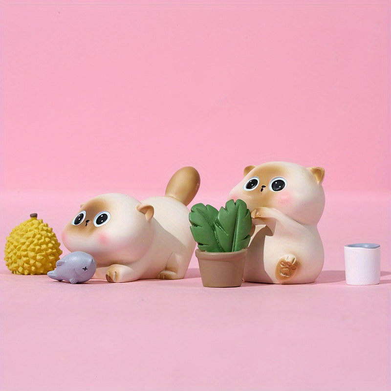 5 Adorable Siamese Cat Mini Blind Box Figurines