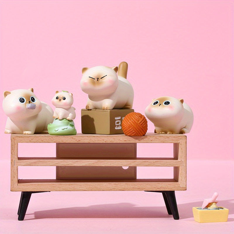 5 Adorable Siamese Cat Mini Blind Box Figurines