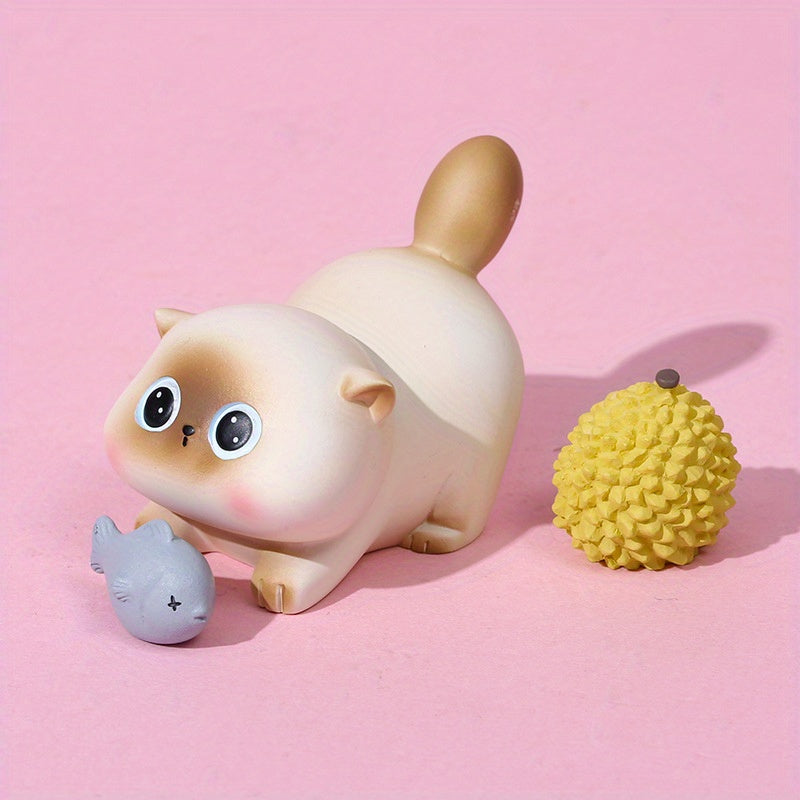 5 Adorable Siamese Cat Mini Blind Box Figurines