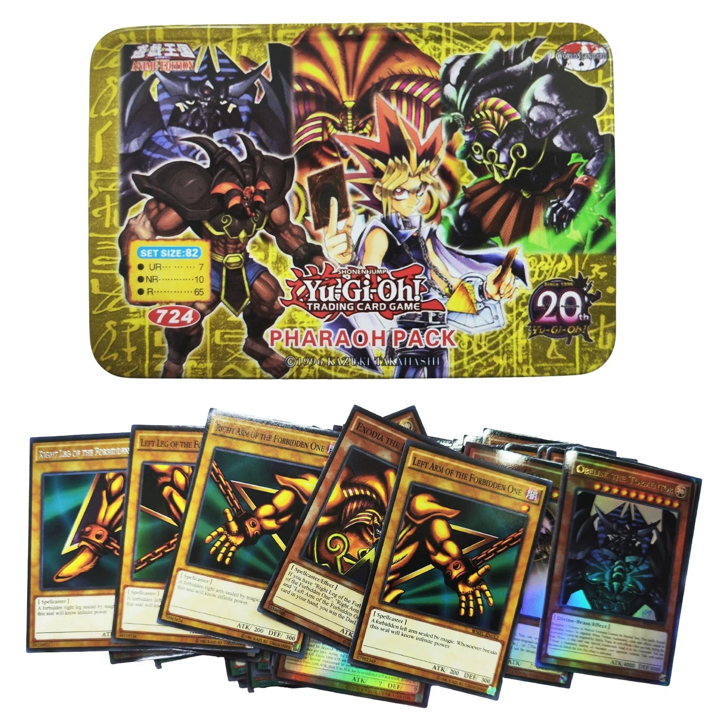 Yu-Gi-Oh! Holographic Cards with Tin Box (EXODIA PACK, PHARAOH PACK, SPIRAL PACK and more, English)