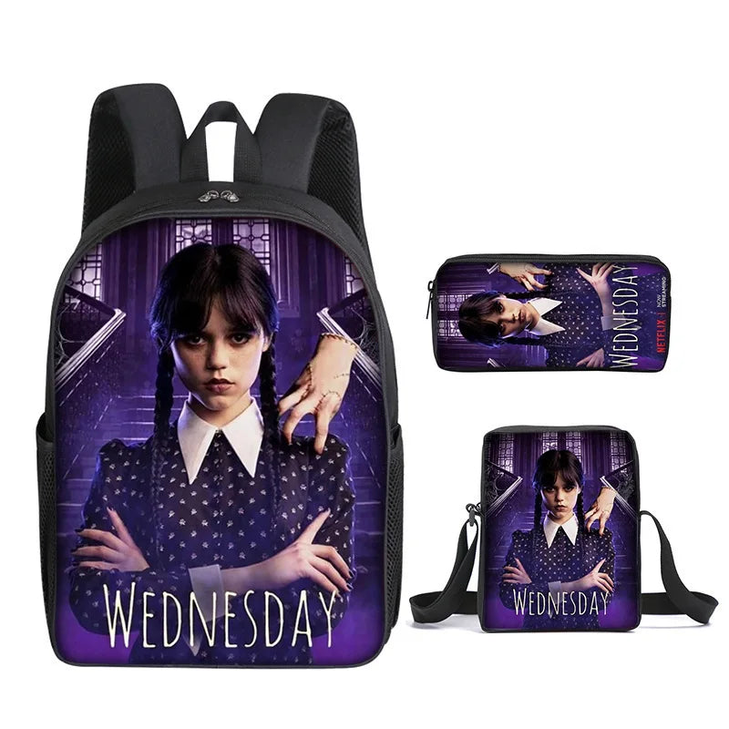 3PC/set Wednesday Addams Backpack Nevermore Academy