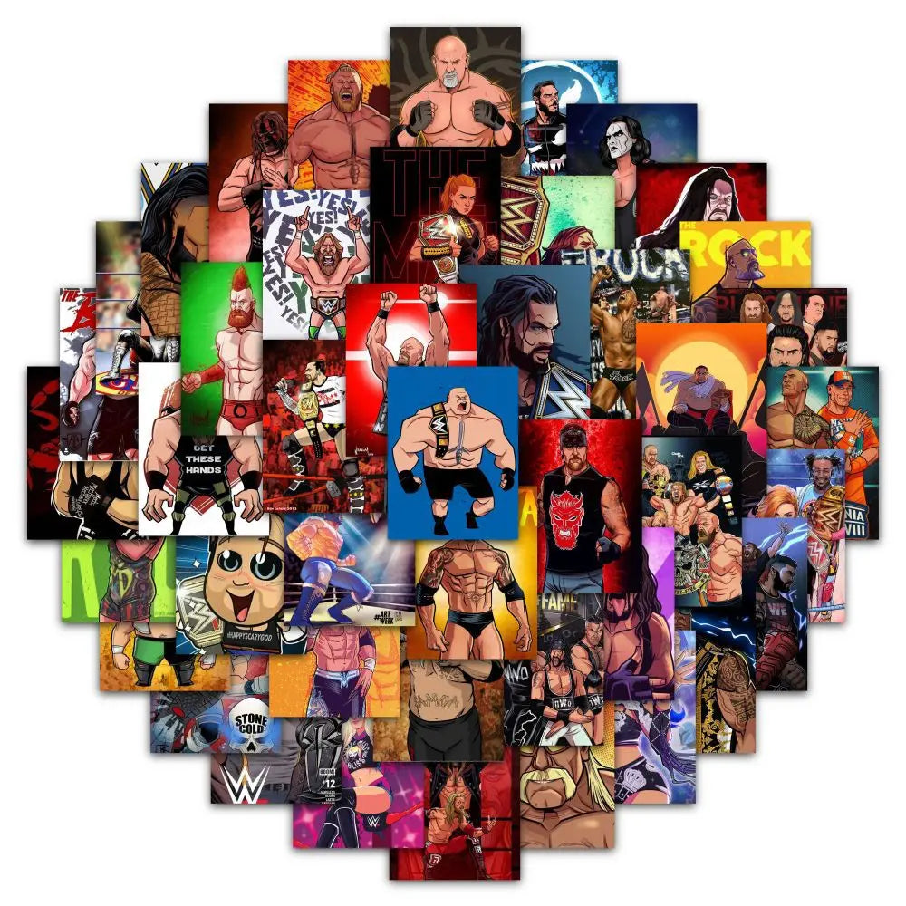 63Pcs/Set Wrestling Cartoon Stickers