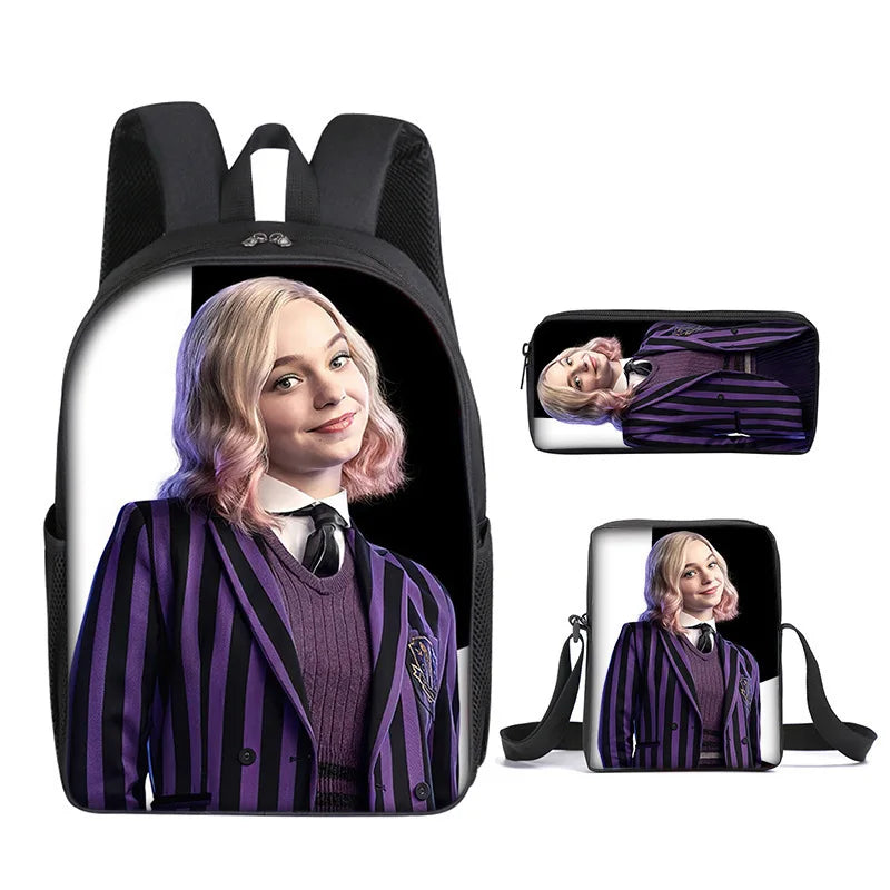 3PC/set Wednesday Addams Backpack Nevermore Academy