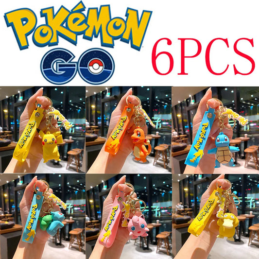6Pcs Pokemon Keychains