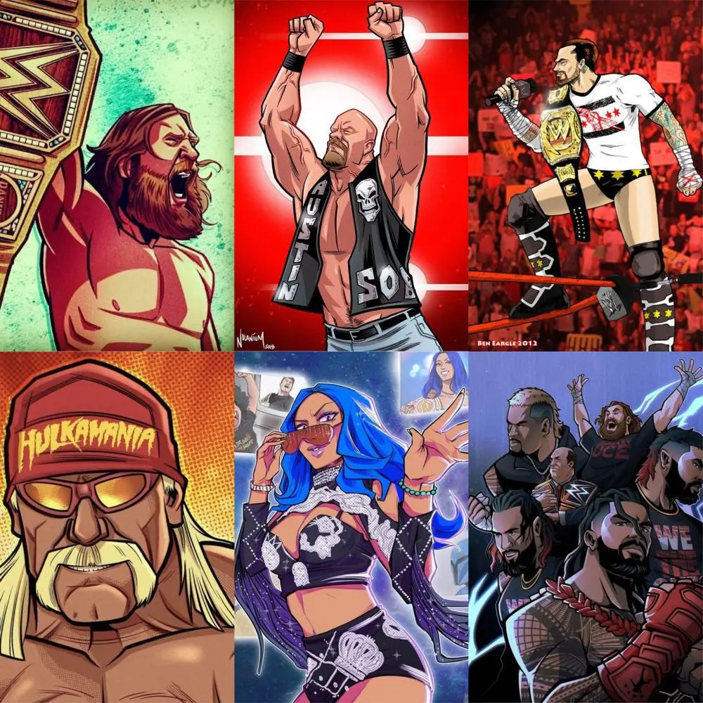 63Pcs/Set Wrestling Cartoon Stickers