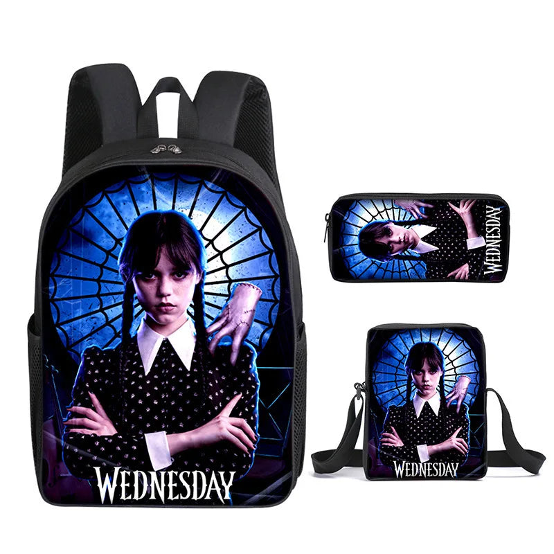 3PC/set Wednesday Addams Backpack Nevermore Academy