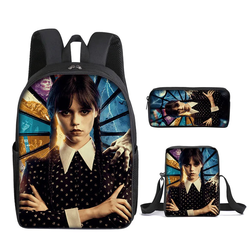 3PC/set Wednesday Addams Backpack Nevermore Academy