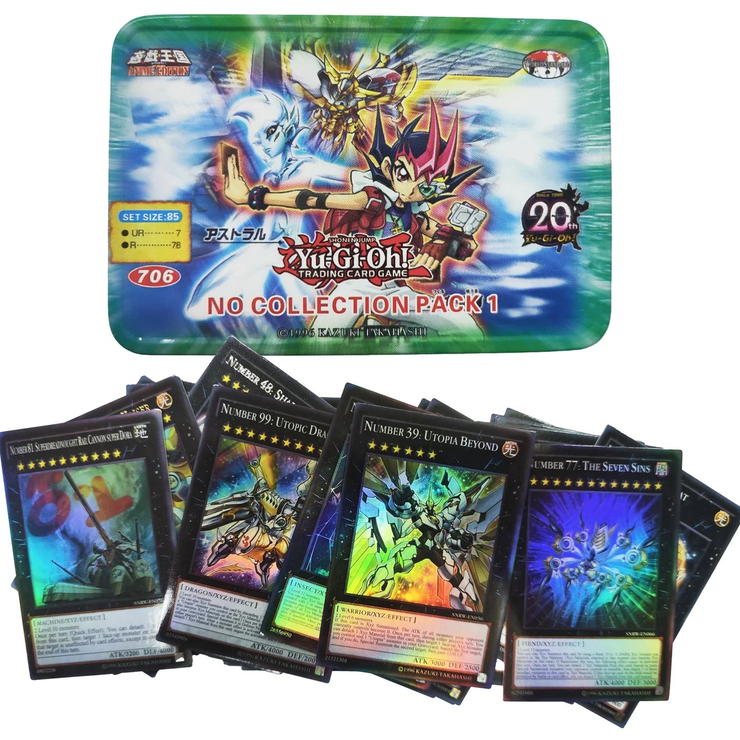 Yu-Gi-Oh! Holographic Cards with Tin Box (EXODIA PACK, PHARAOH PACK, SPIRAL PACK and more, English)