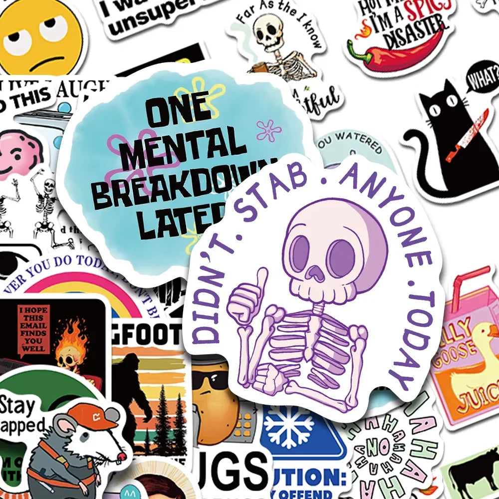 100Pcs Cartoon Snarky MEME Stickers