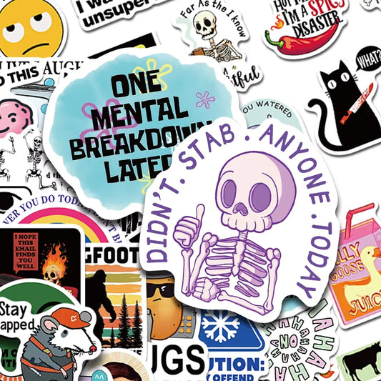 100Pcs Cartoon Snarky MEME Stickers