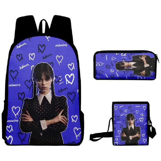 3PC/set Wednesday Addams Backpack Nevermore Academy