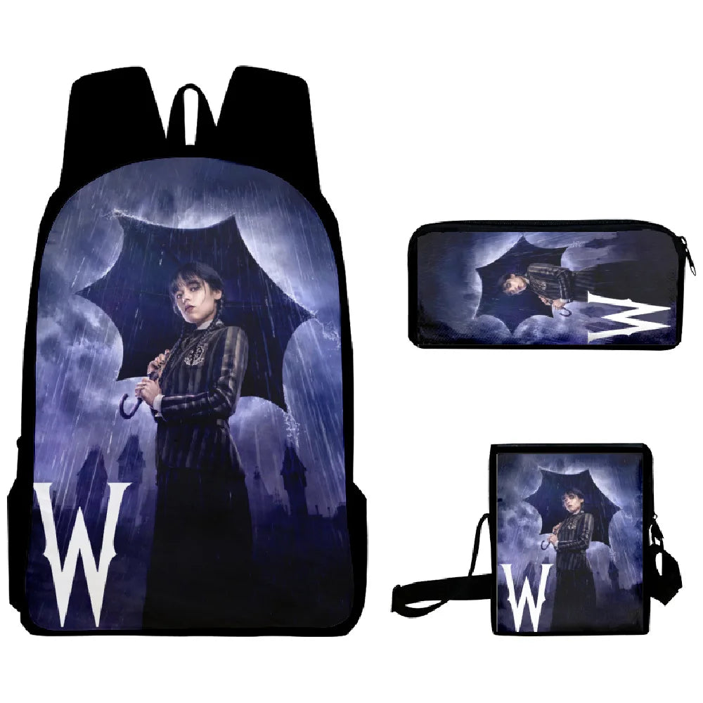 3PC/set Wednesday Addams Backpack Nevermore Academy