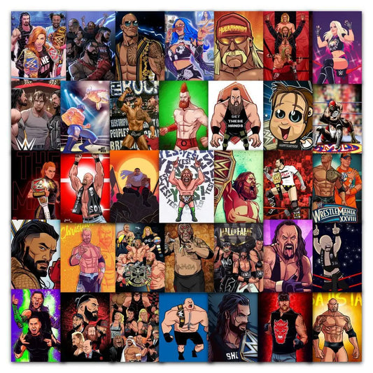 63Pcs/Set Wrestling Cartoon Stickers