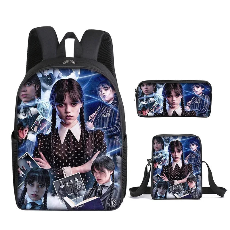 3PC/set Wednesday Addams Backpack Nevermore Academy