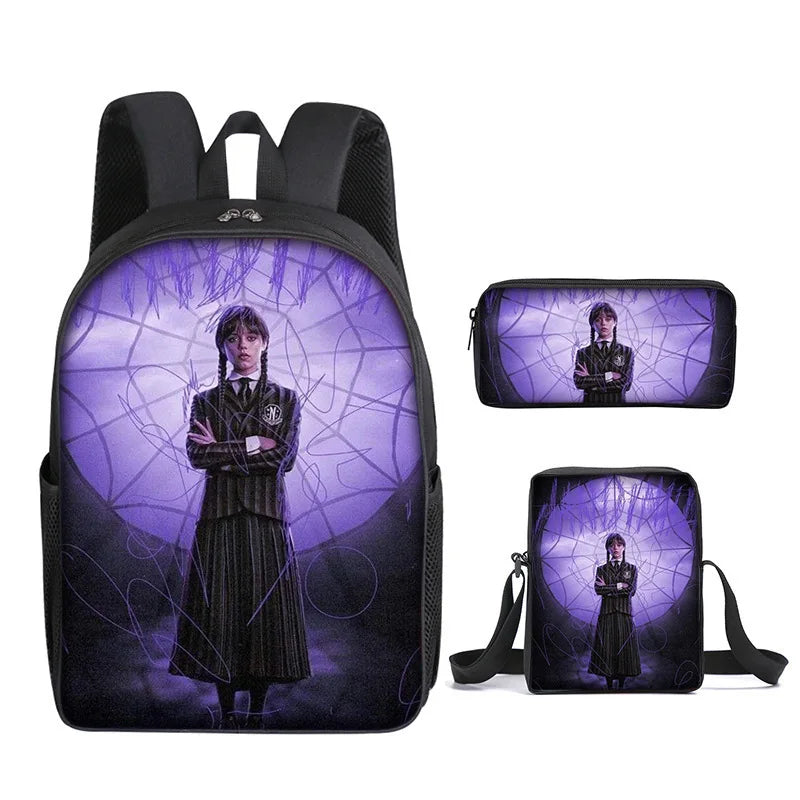 3PC/set Wednesday Addams Backpack Nevermore Academy