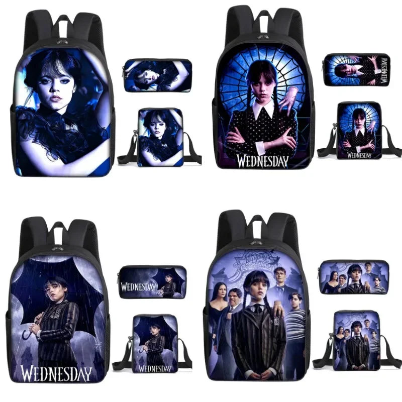 3PC/set Wednesday Addams Backpack Nevermore Academy