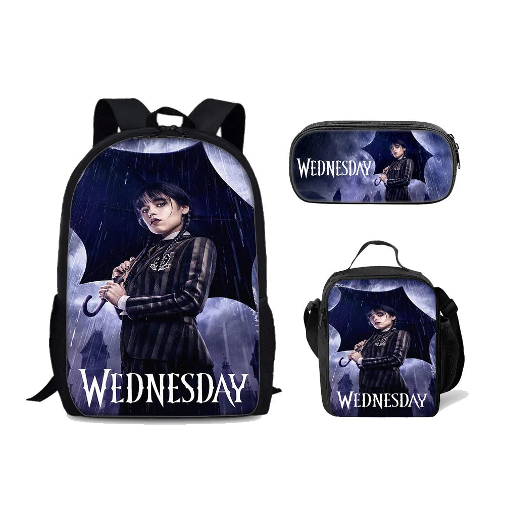 3PC/set Wednesday Addams Backpack Nevermore Academy