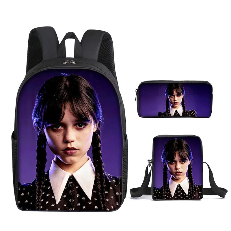 3PC/set Wednesday Addams Backpack Nevermore Academy