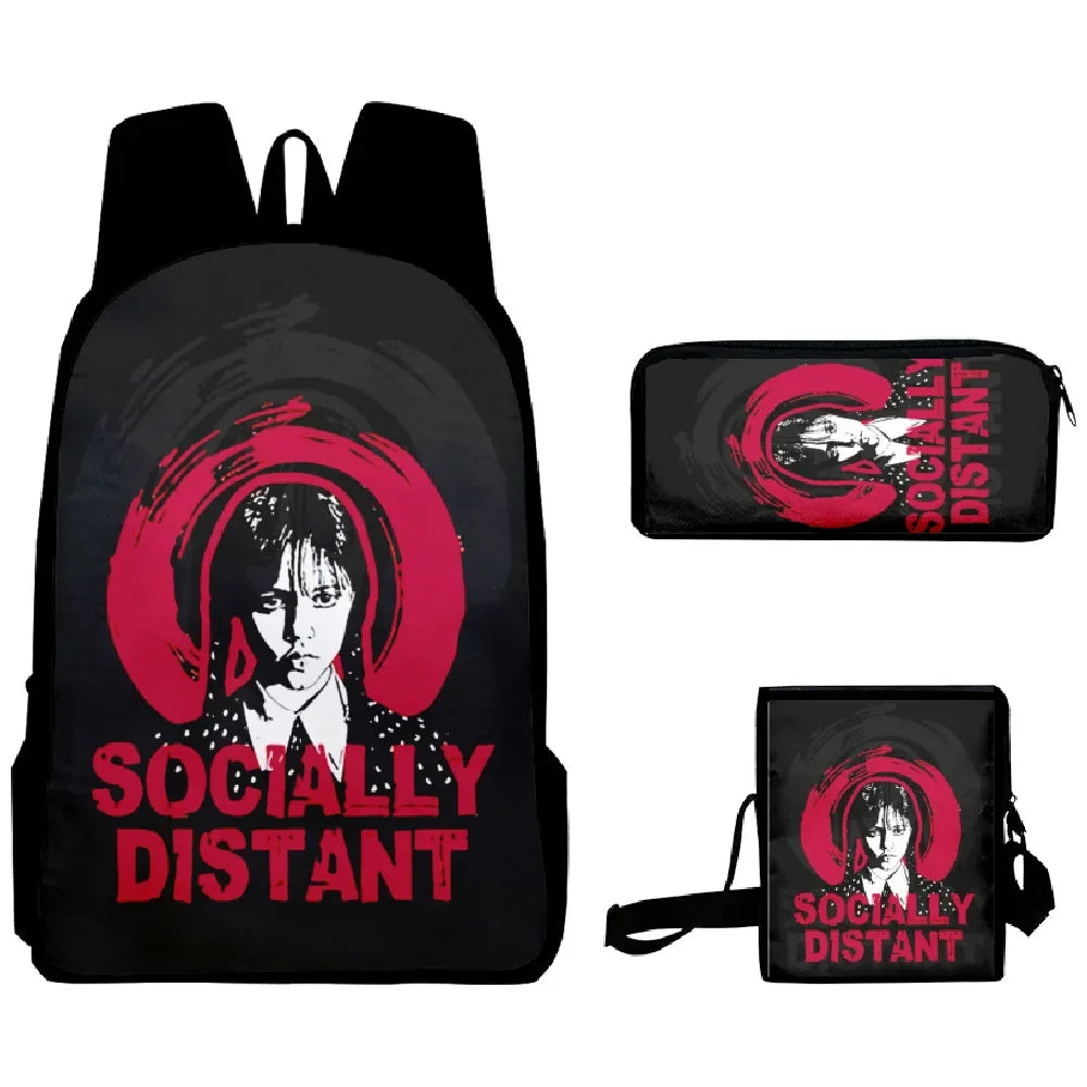3PC/set Wednesday Addams Backpack Nevermore Academy