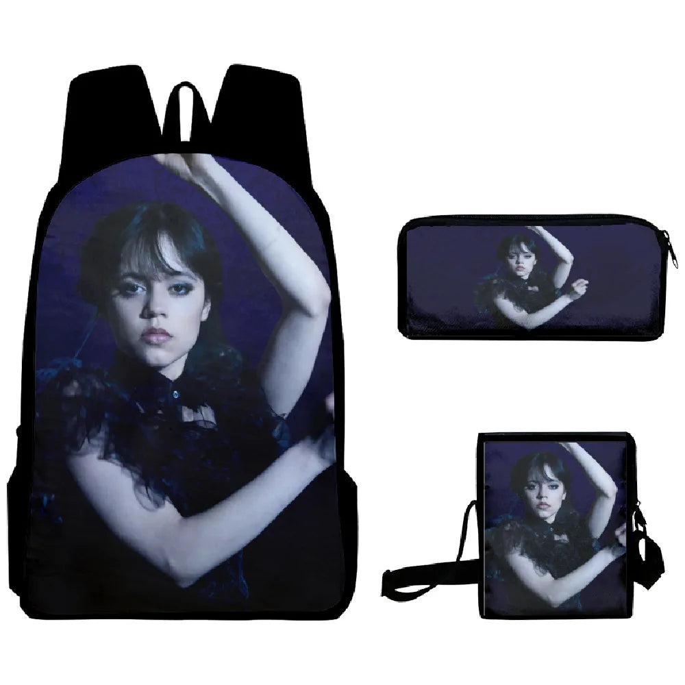3PC/set Wednesday Addams Backpack Nevermore Academy